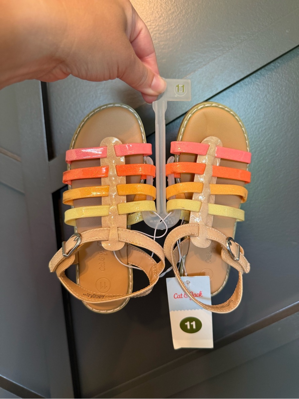 Cat & Jack Kids Strappy Rainbow Sandals in Pink, Orange & Yellow
